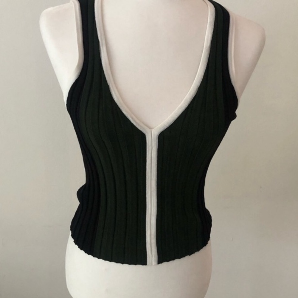 Olive Striped Zara Knit Top Size M